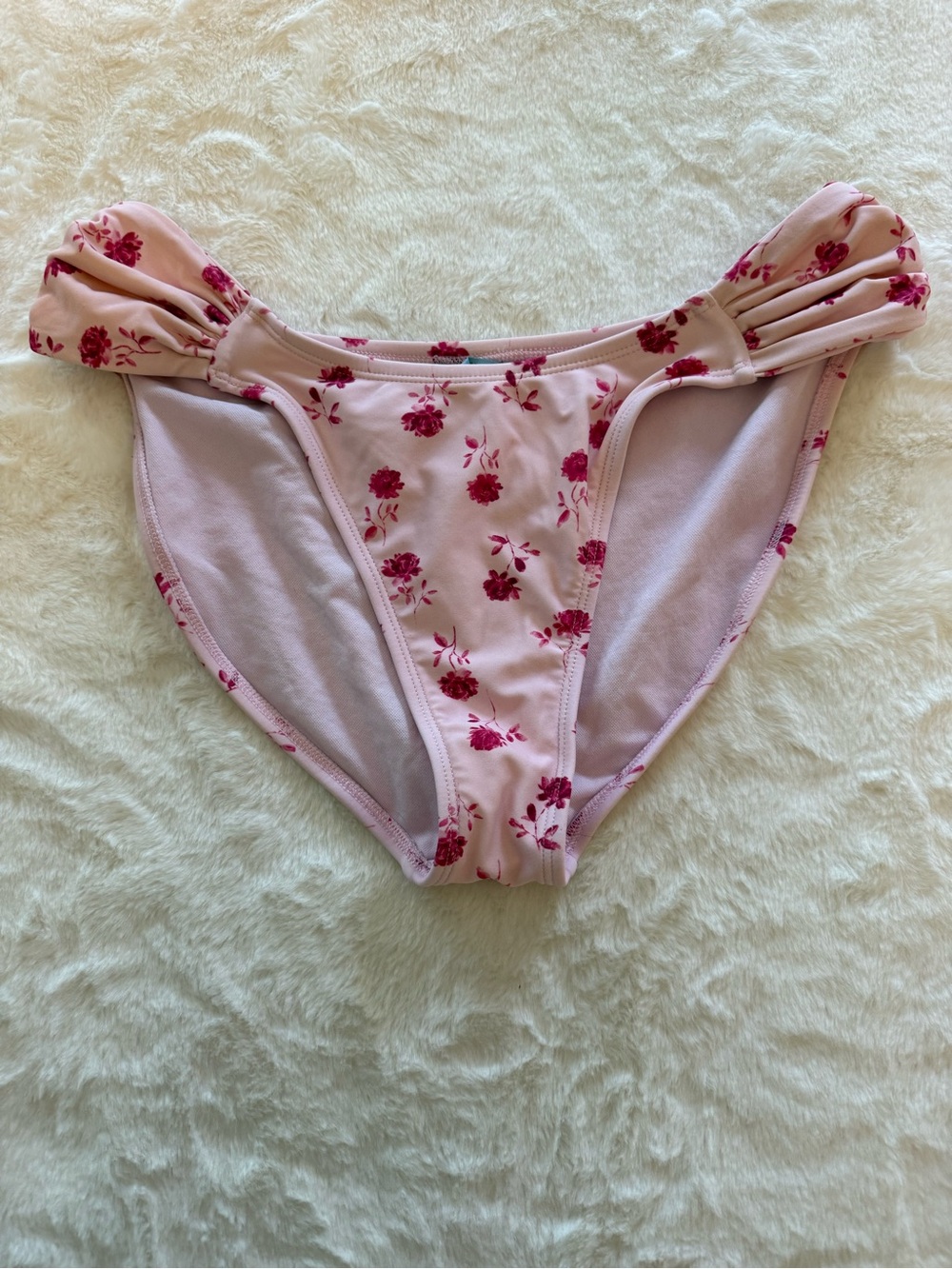 Shade & Shore Pink Floral Ruched Bikini Bottoms